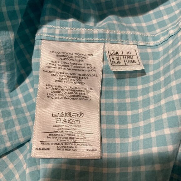 Brooks Brothers Red Fleece Gingham Shirt XL Blue Plaid Cotton Button Down - Picture 4 of 10